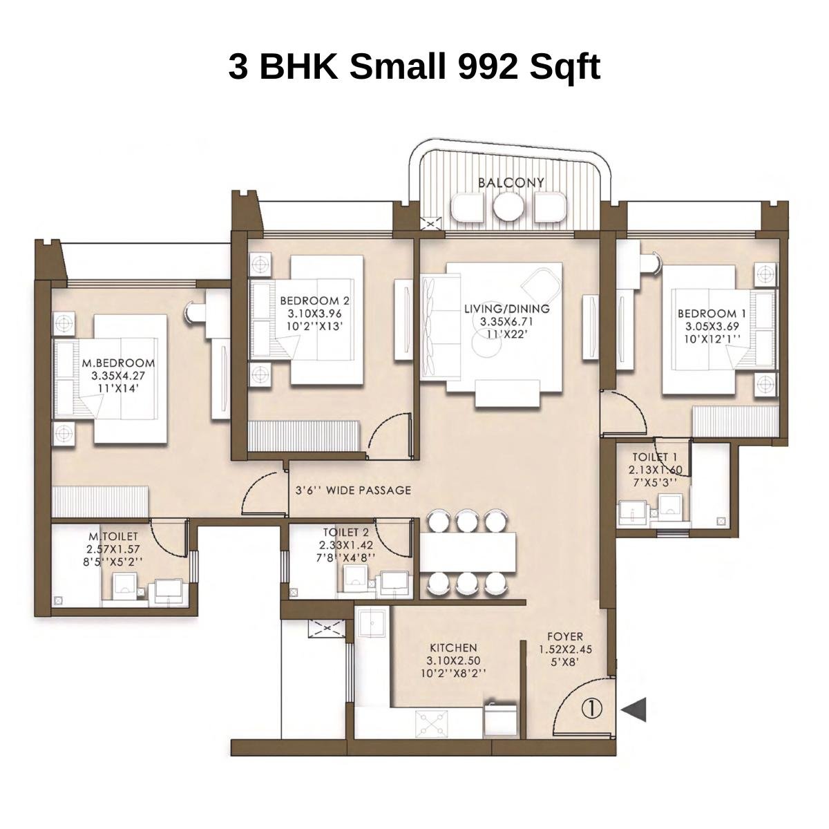 L&T-Island-Cove-Floor-Plan-Tower-2-3-BHK-Small-992-Sqft